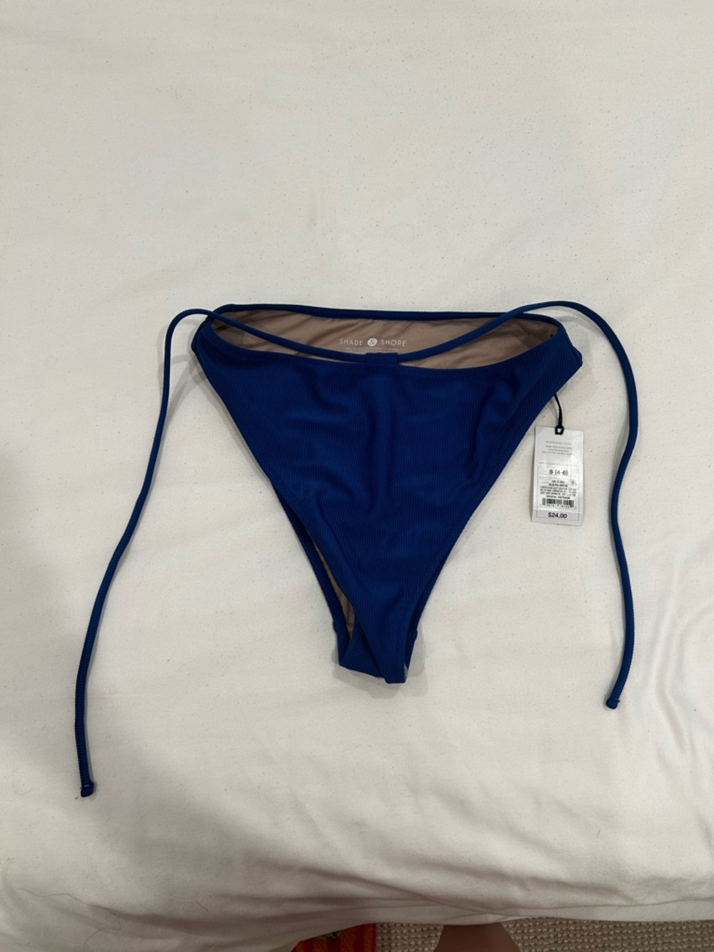 Shade & Shore Royal Blue Ribbed Tie-Side Bikini Bottom